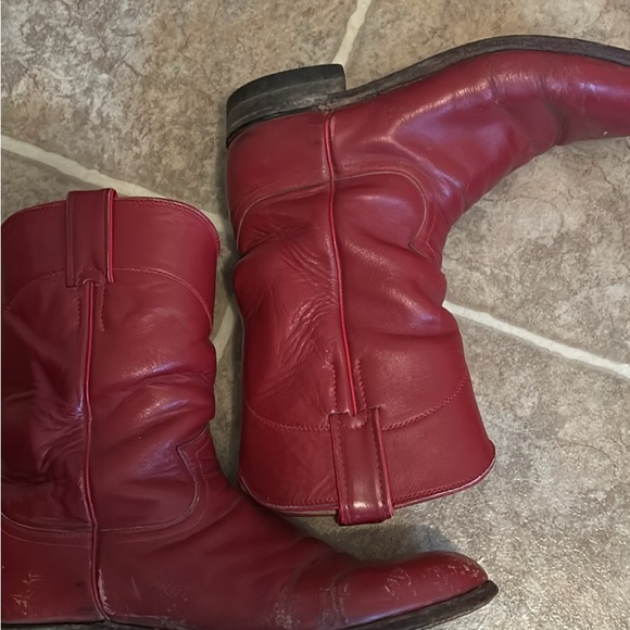 Justin Boots Cherry Leather Western Boots - Picture 2 of 3